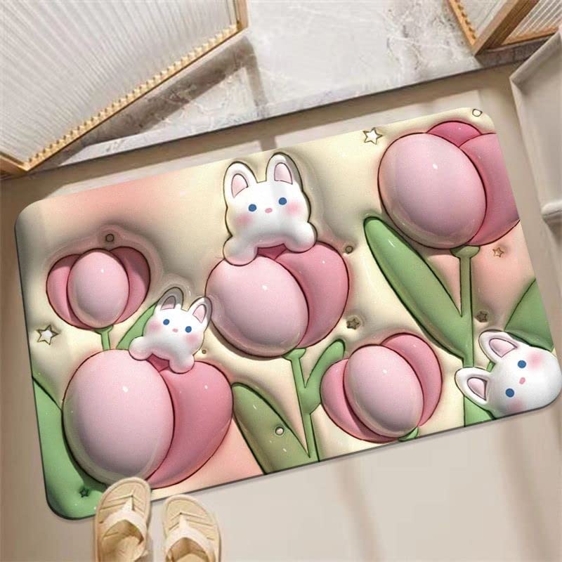 Tnfeeon 3D Visual Bath Mat, 3D Bathroom Mat Water Absorption Quick Dry Men's Versatile Diatomaceous Earth for Entrance (H22) - Image 3