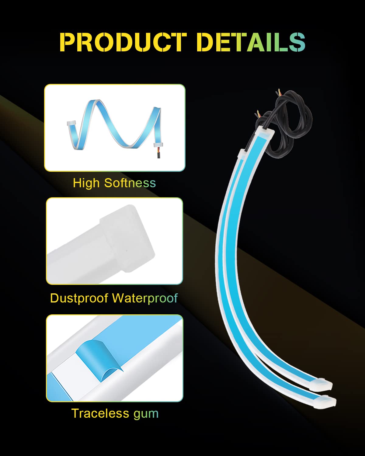Economiche Luci Diurne A LED Flessibili Sequenziali Per Auto, 30cm 45cm 60cm, 2 Colori, Striscia LED Sottile Con Indicatori Di Direzione - Foto 5