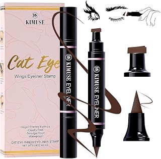 KIMUSE Winged Eyeliner Stamp-2 Eyeliner Pens for Perfect Wing Cat Eye Stamp Eyeliner Waterproof Smudge Proof, Long Lasting Makeup Liquid Eye Liner (brown)