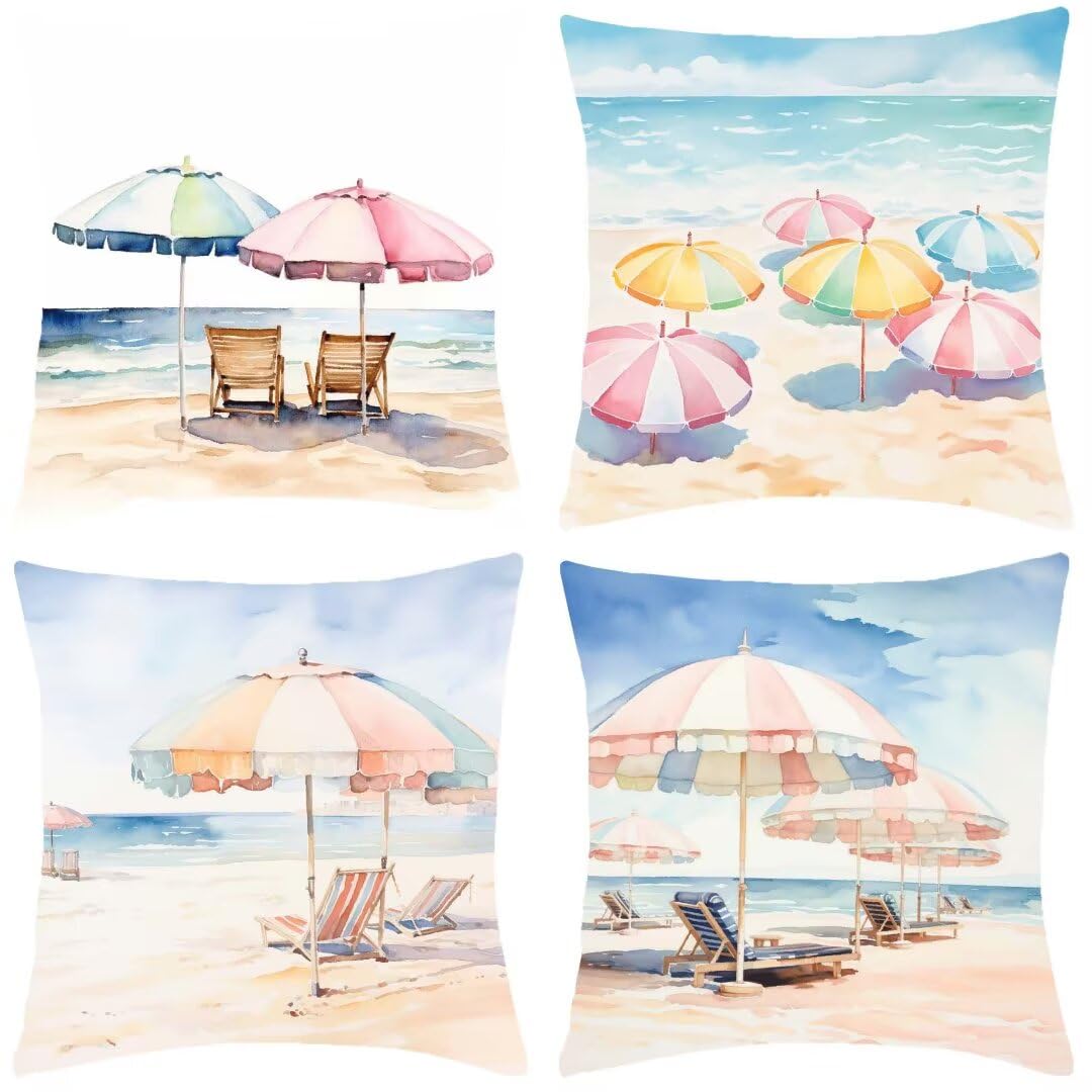 Federe Cuscini Divano 45x45cm Set di 4 Fodere Cuscini in Lino, Copri Cuscini per Divano Beach Camera da Letto Divano, Copricuscino Divano Cuscini Decorativi Casa, Camera da Letto, Arredo Sedia