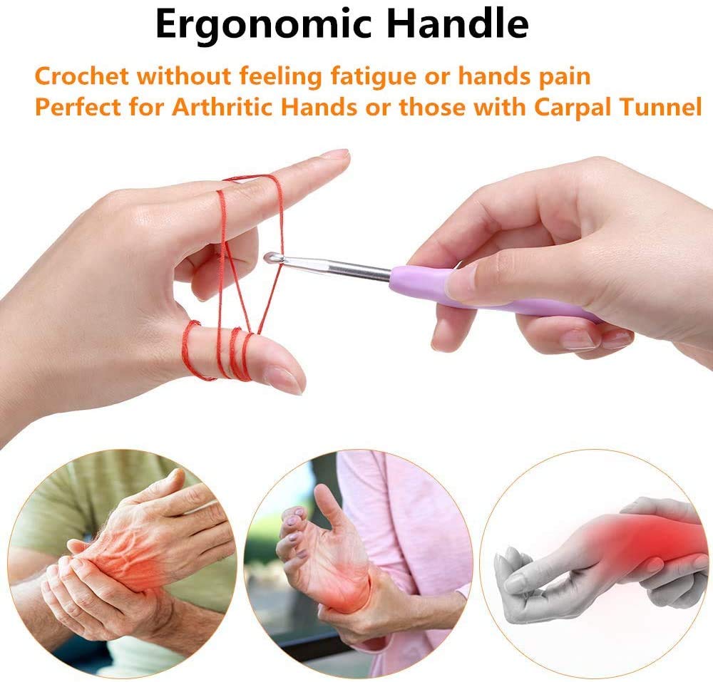 Ericotry Lot De 9 Crochets Ergonomiques Avec Longues Poignées