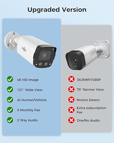 Miniatura 2 de 【4K HD +0 tarifa mensual】 Sistema de cámara de seguridad Hiseeu PoE de 8 MP, 8 cámaras de seguridad 4K para exteriores e interiores, visión amplia