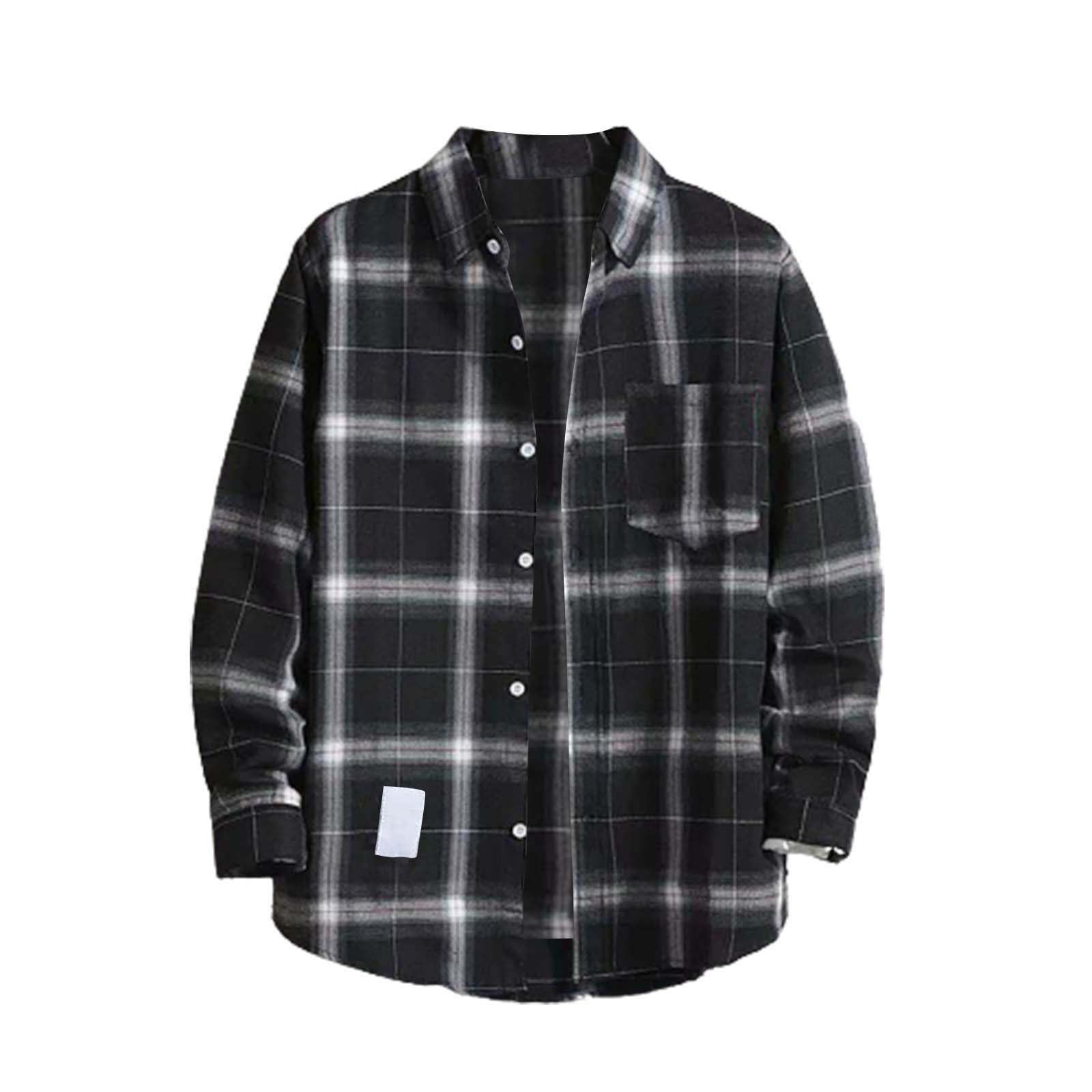 Generic Camisa de hombre de manga larga de invierno para hombre, camisa de trabajo para hombre, chaqueta de leñador, chaqueta de camisa, camisa a cuadros, camisa de franela, camisa de cuadros de talla grande,