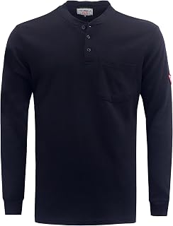 FR Shirts for Men Flame Resistant Shirt NFPA2112/CAT2 7oz Fire Retardant Men's Long Sleeve Henley Shirts