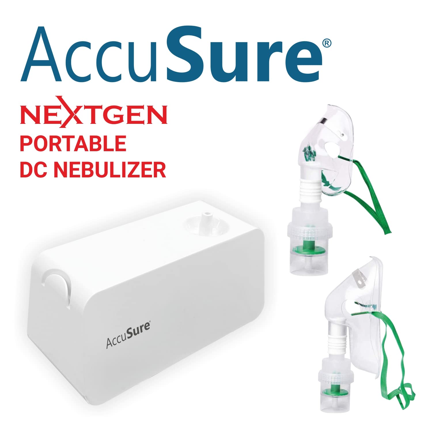 AccuSure DC Nebulizer Machine For Adults & Kids - Compressor Nebulizer Machine With Mouthpiece & Mask For Home Use This Product Comes With 1 Years Warranty. 1