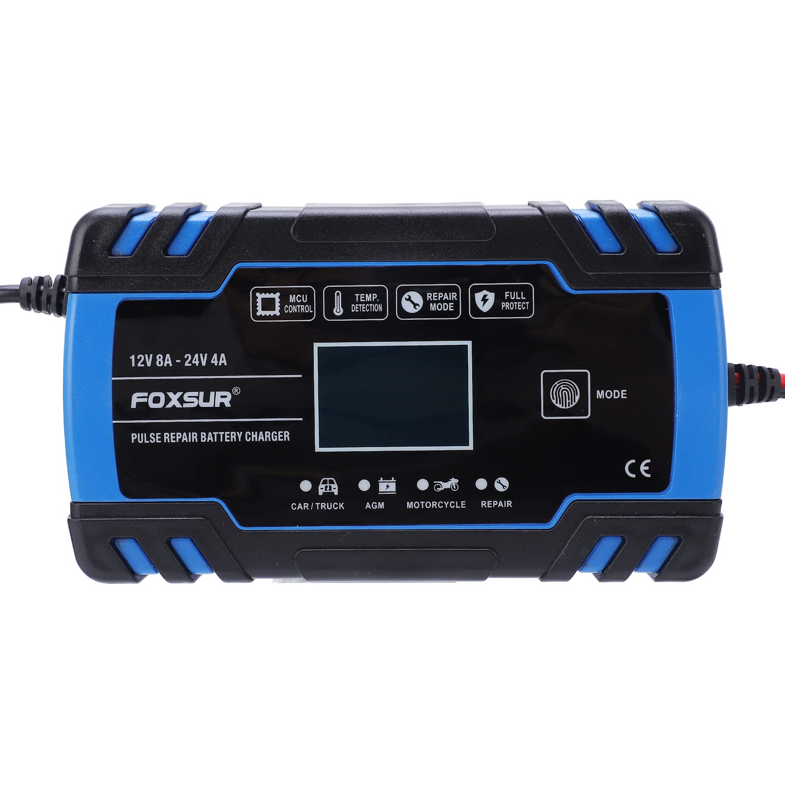 QIXUNET Caricabatteria/manutentore Intelligente, Caricatore A Galleggiante A Tre Fasi 12V 8A 24v 4a A Tre Stadi Per Auto Camion Moto Barca Tosaerba Atv Camper Suv E Altro