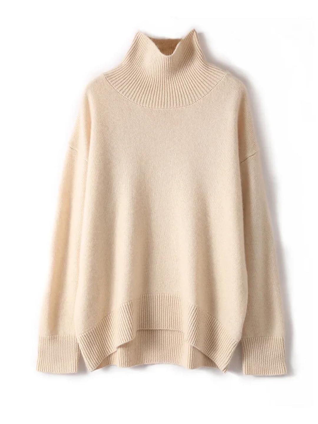 Maglione da donna in lana spessa a collo alto pullover caldo sciolto maglione lavorato a maglia maglione elastico solido