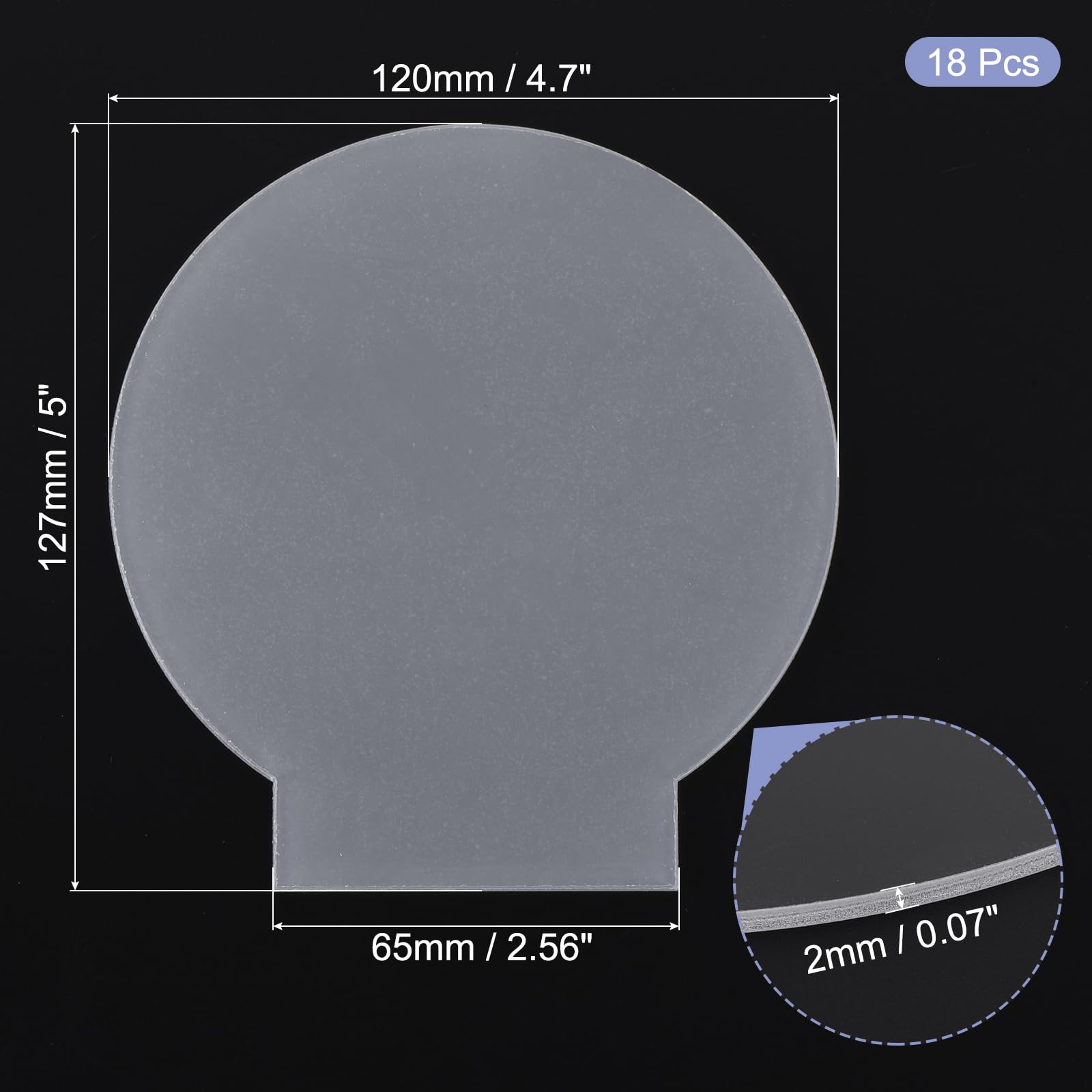 PATIKIL 36uds Acrílico Hoja Transparente En Blanco Fundida para LED Luz Base, 2mm/0.08" Grueso Cuadrado/Redondo Transparente Panel Tablero con Película para Mesa Bricolaje