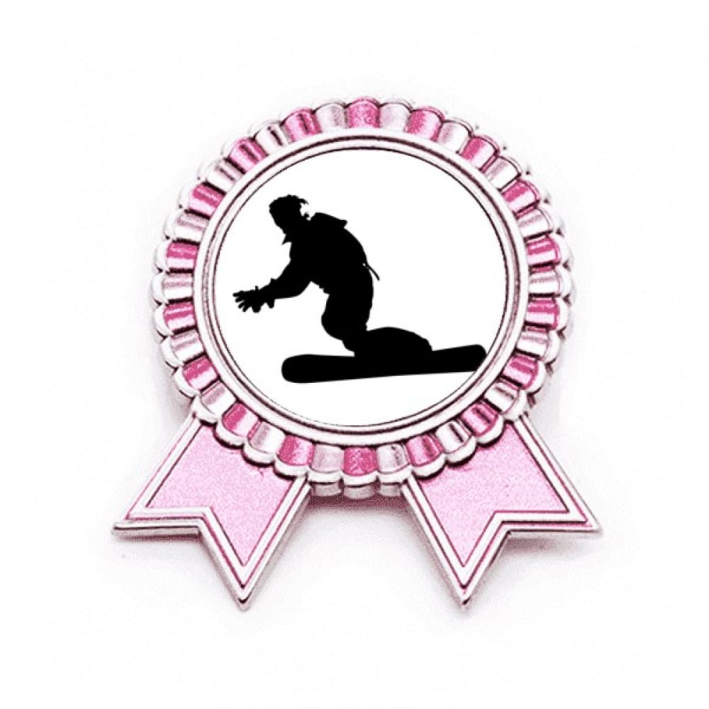 Broche de ski rose en métal taille M pour passionnés de glisse