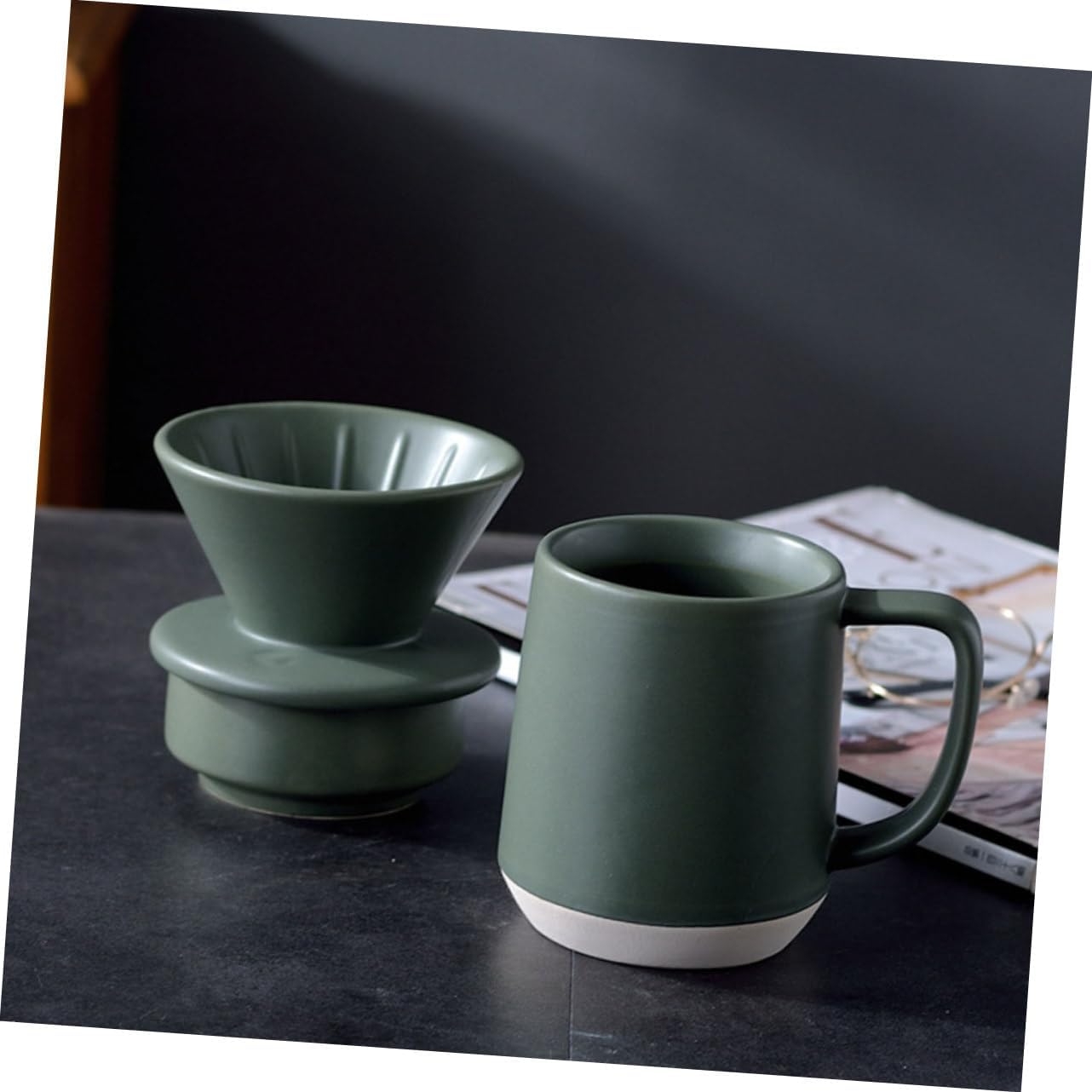 TEHAUX 1set Ceramic Coffee Filter Cup Practical Design for Smooth Brewing for Use