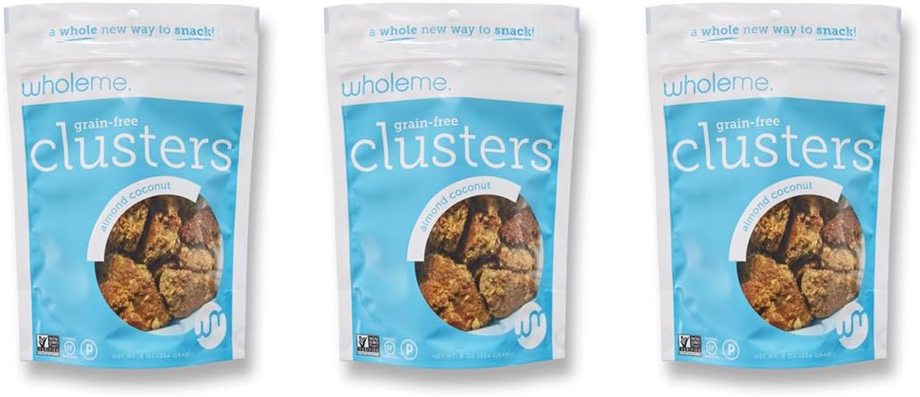 WholeMe Grain-Free Clusters, Almond Coconut, 3 Pack of 8oz Bags