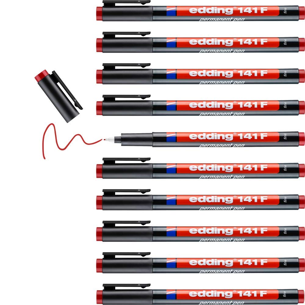 edding 141 F Permanent Pen Red 4-141002