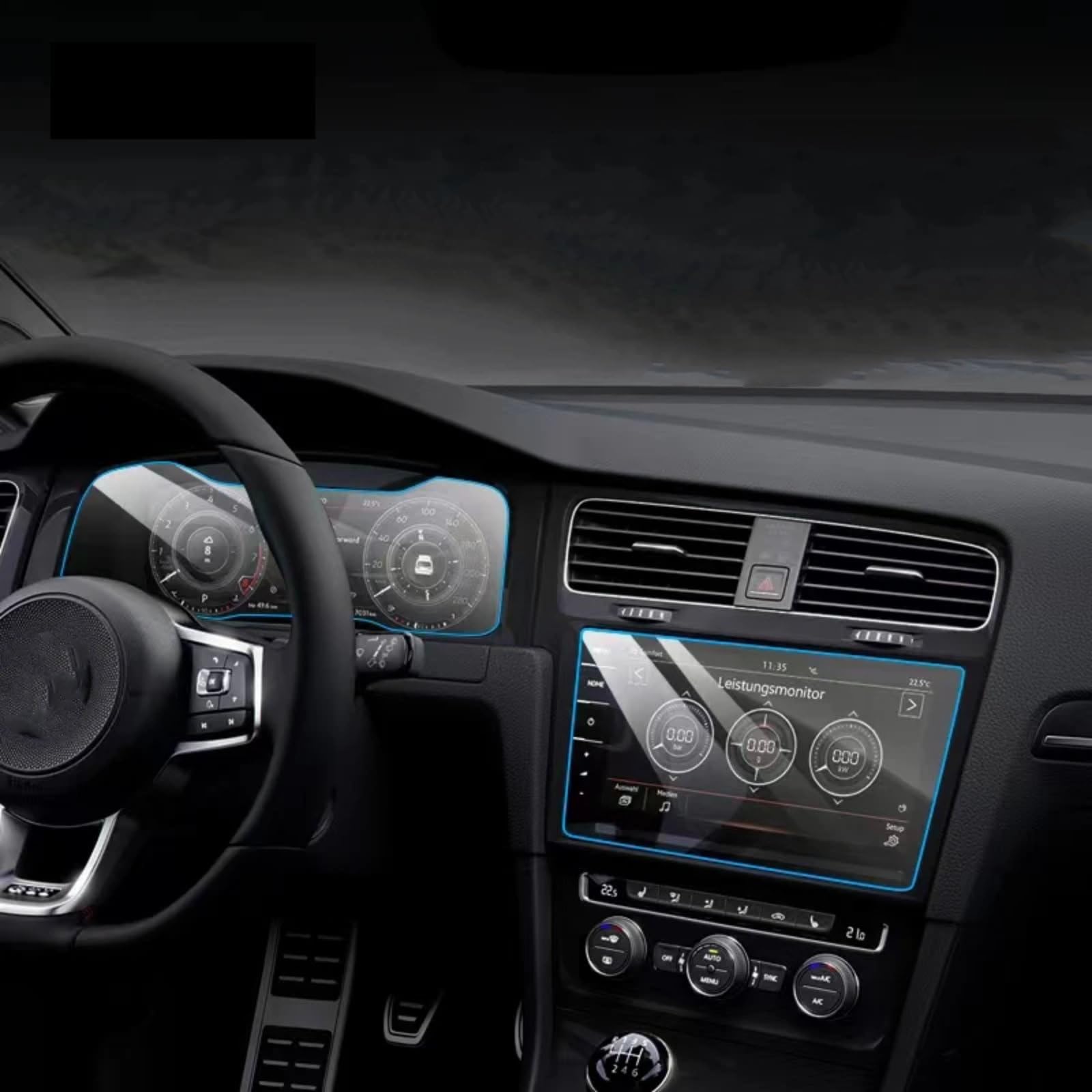 Film de Protection d'écran Transparent pour GPS de Voiture VW Golf 7 MK7(2018-2020) et Tableau de Bord,en Verre trempé.