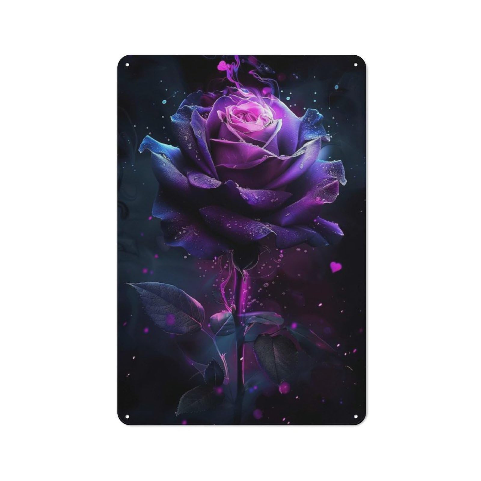 Metal Wall Sign 30x20cm Featuring Purple Rose for Café Or Home Bar, for Collectors Decorating Cafés And Home Bars