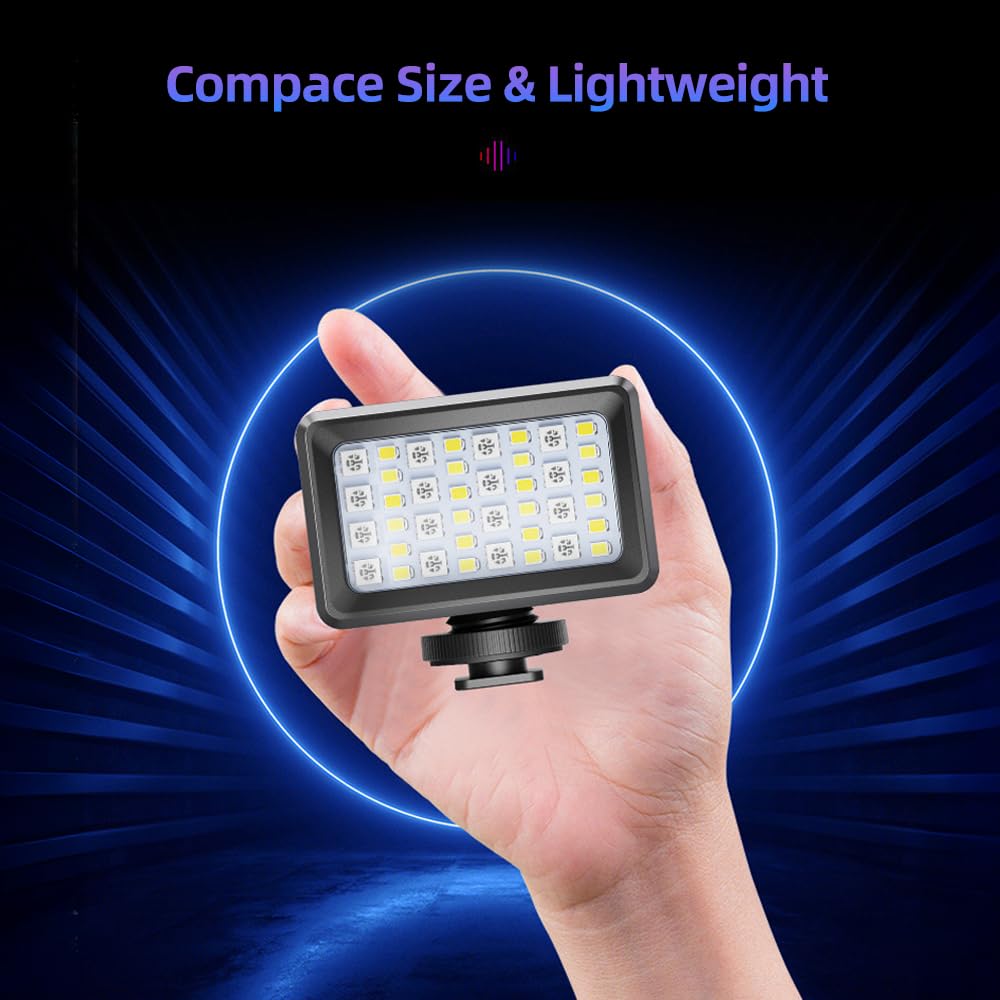 Andoer Unterwasserlicht für Unterwasserlicht, wasserdicht, RGB, LED, Mini-Videolicht, wasserdicht, bis 40 m, für Action-Cam für Unterwasseraufnahmen