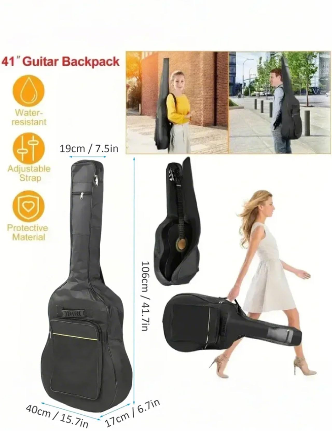 Custodia Chitarra Classica Morbida, Custodia Con Imbottitura Universale Borsa Chitarra Acustica Classica Morbida Custodia Universale Impermeabile