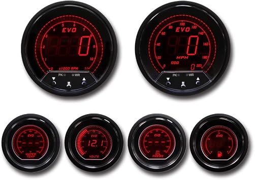 MOTOR METER RACING EVO Series Digital 6 Gauge Set Includes GPS Sensor mounting kit