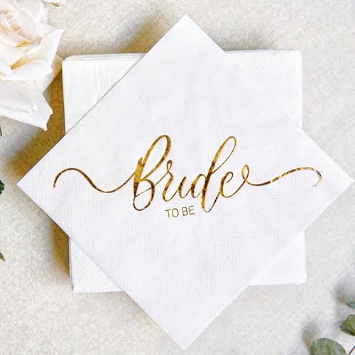 Miniatura 2 de Servilletas doradas de Bride to Be, despedida de soltera, boda, compromiso, fiesta, suministros de decoración, 2 capas, 50 unidades