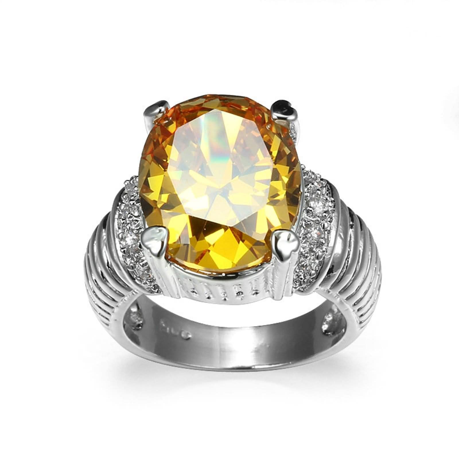 Anelli Vintage con zirconi da Donna, FriendRegali da Donna Anello di Lusso con zirconi Grandi Placcato in Argento per San Valentino