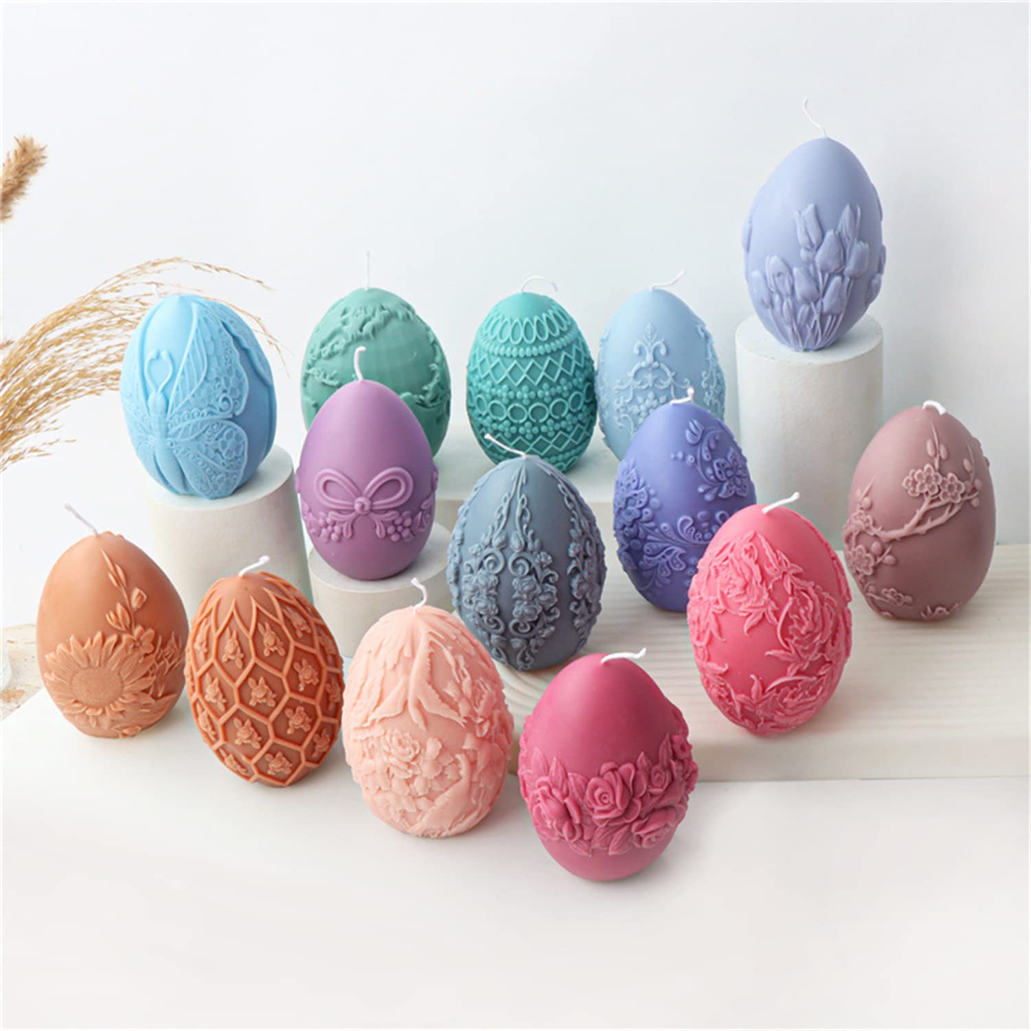 Set di 2 stampi in silicone per Pasqua, candele, uova, saponi, 3D stampi in silicone per candelieri, fai da te, cioccolato, ideali per feste, regali creativi e decorazioni pasquali