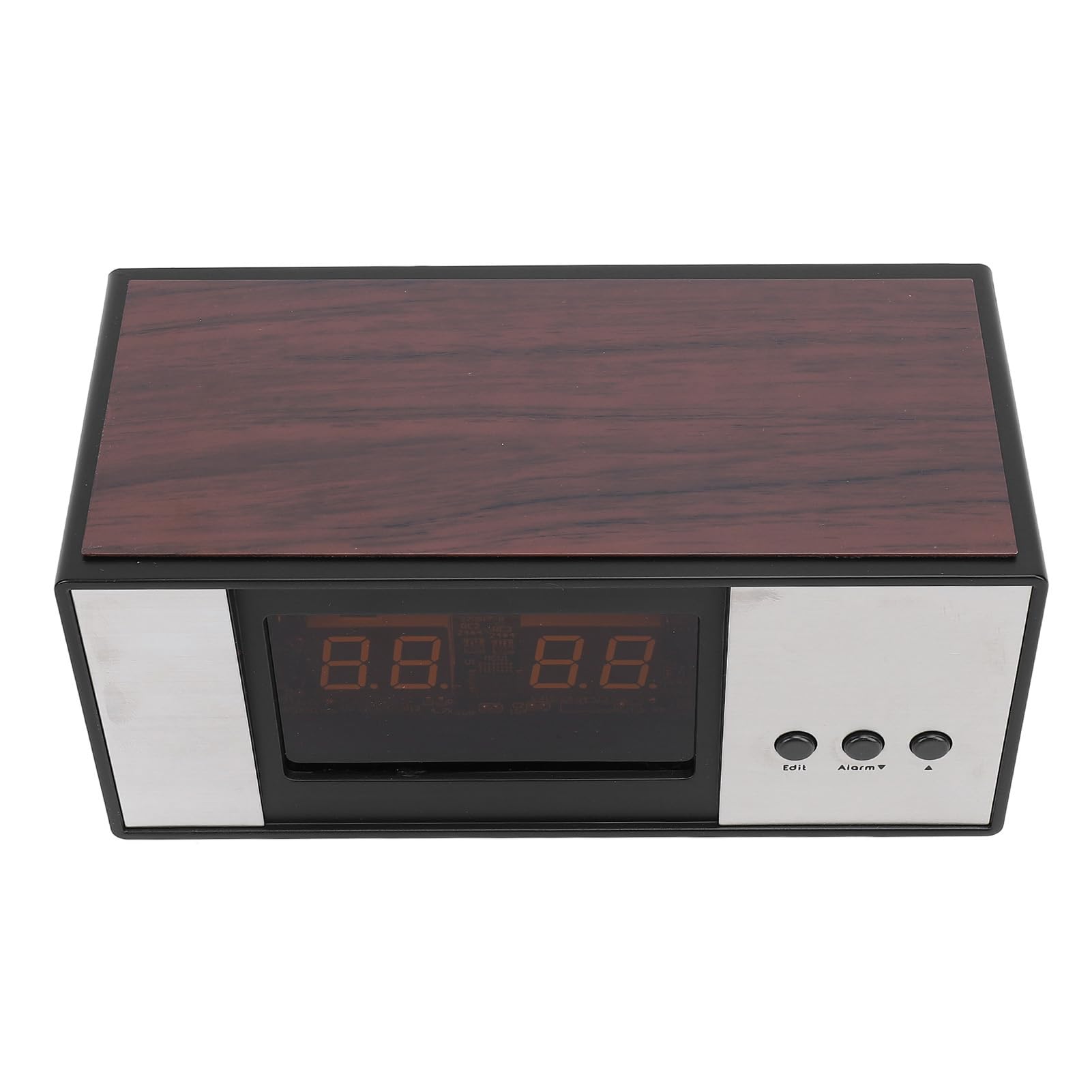 Zegar na Biurko z klapką w Stylu Retro, Mechaniczny z funkcją Automatycznego Odwracania, do Wystroju Sypialni Biurowej, Wtyczka UE 220 V, Kolor Drewna 6,5 ​​X 3,1 X 3,0 Cala