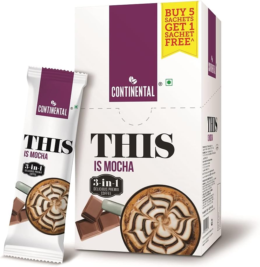 Mocha Instant Coffee Powder | 132g (6 Sachets, 22g per each) | 3In1 Instant Premix Flavoured Coffe | Smooth Flavour and Rich Taste | Just Add Hot Water | Cafe Like Cofee