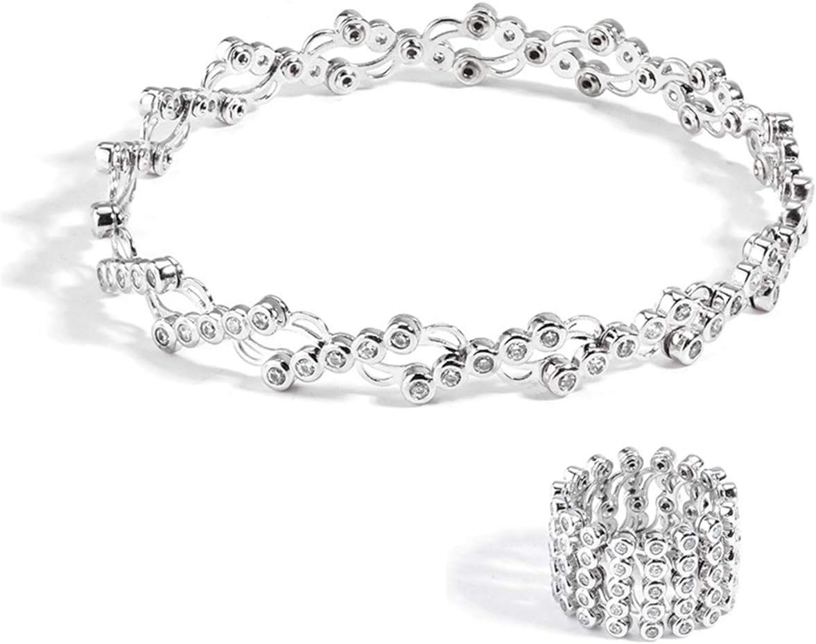 Magic 2-in-1 Folding Retractable Ring Bracelet Stainless Steel Telescopic Rings Change Bracelets Engagement Wedding Ring (Silver)