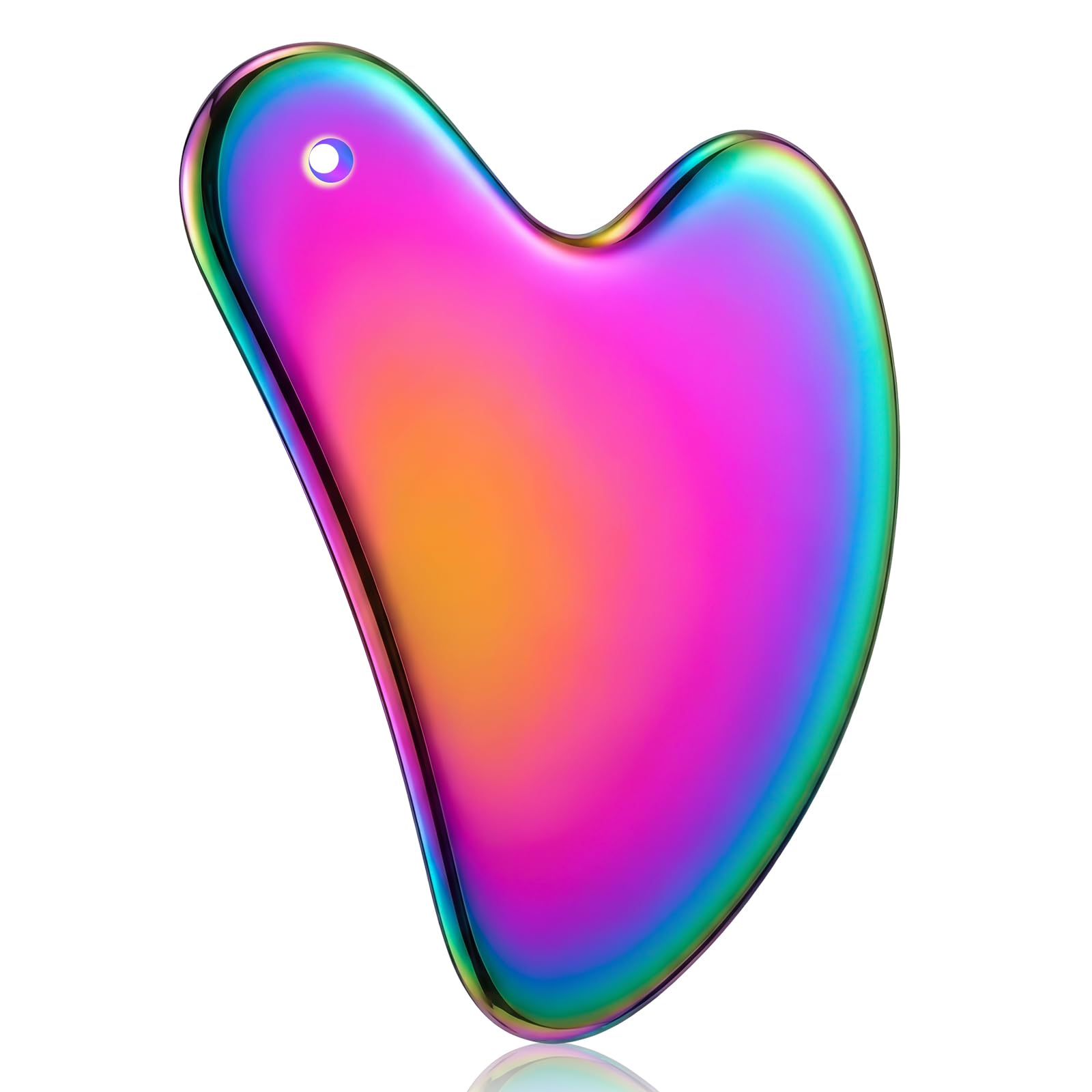 Nuanchu Stainless Steel Gua Sha Facial Tools Metal Guasha Tool for Face Body Jawline Shaper, Double Chin Reducer, Puffiness Reducing, Lymphatic Drainage Massager Skin Care Gift with Pouch(Rainbow)