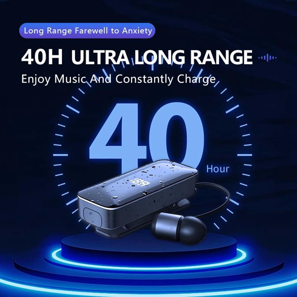 Osmond LED Power Display Digitale Cuffie Fili Bluetooth Clip Collare Retrattile Singolo Auricolare retrattile con Filo Facile Installare