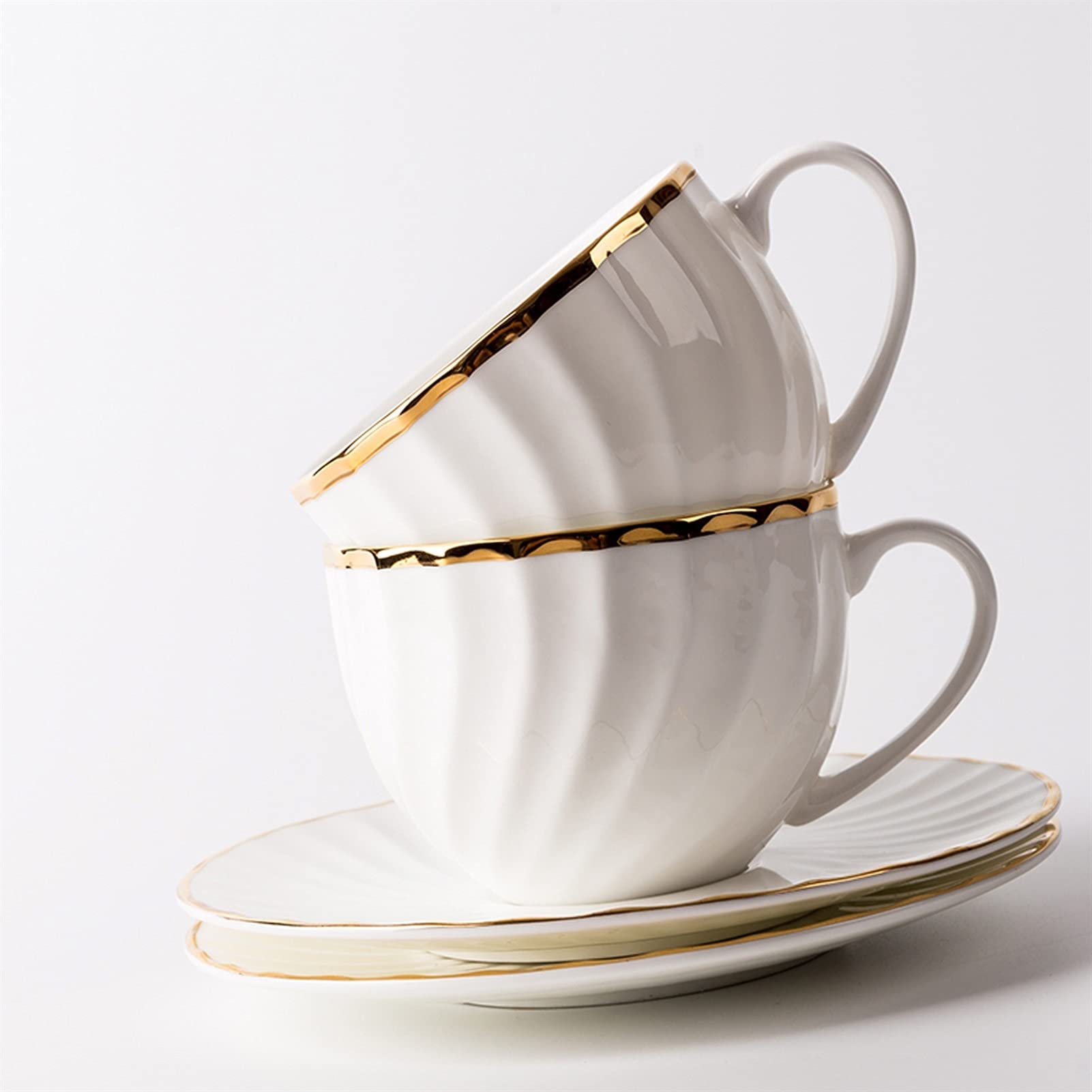 Kubek do kawy - elegancki zestaw filiżanek do kawy z porcelany kostnej - design Phnom Penh, proste ceramiczne kubki do cappuccino ze spodkiem, idealne na popołudniową herbatę