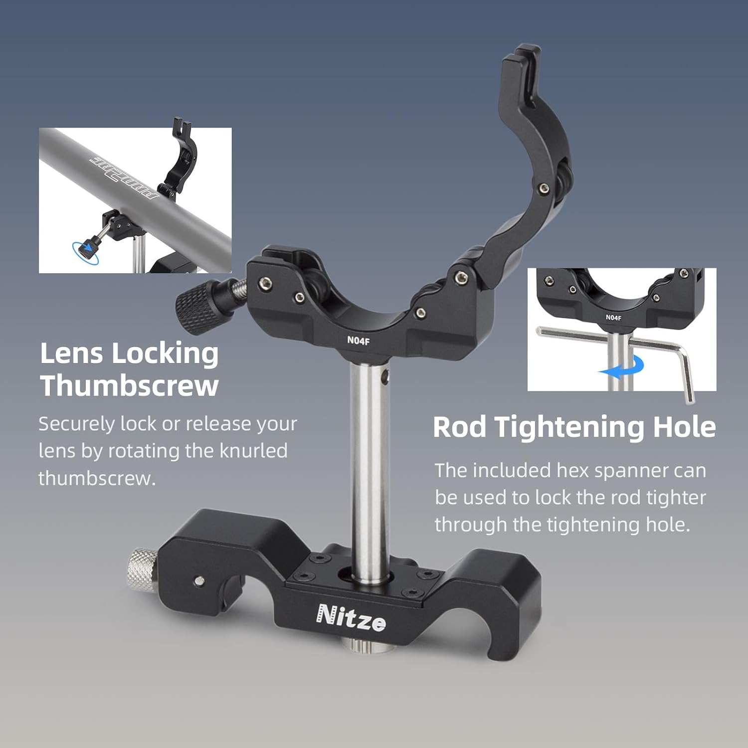 Nitze 15mm Lens Support for Laowa 24mm T8 2X Macro Pro2be Lens - N04F