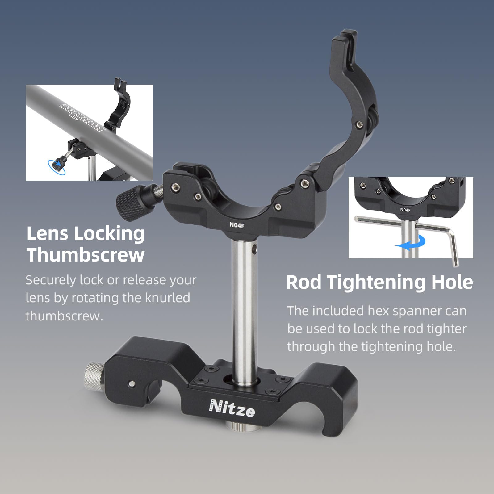 Nitze 15mm Lens Support, Supporto per Obiettivo Laowa 24 mm T8 2X Macro Pro2be - N04F