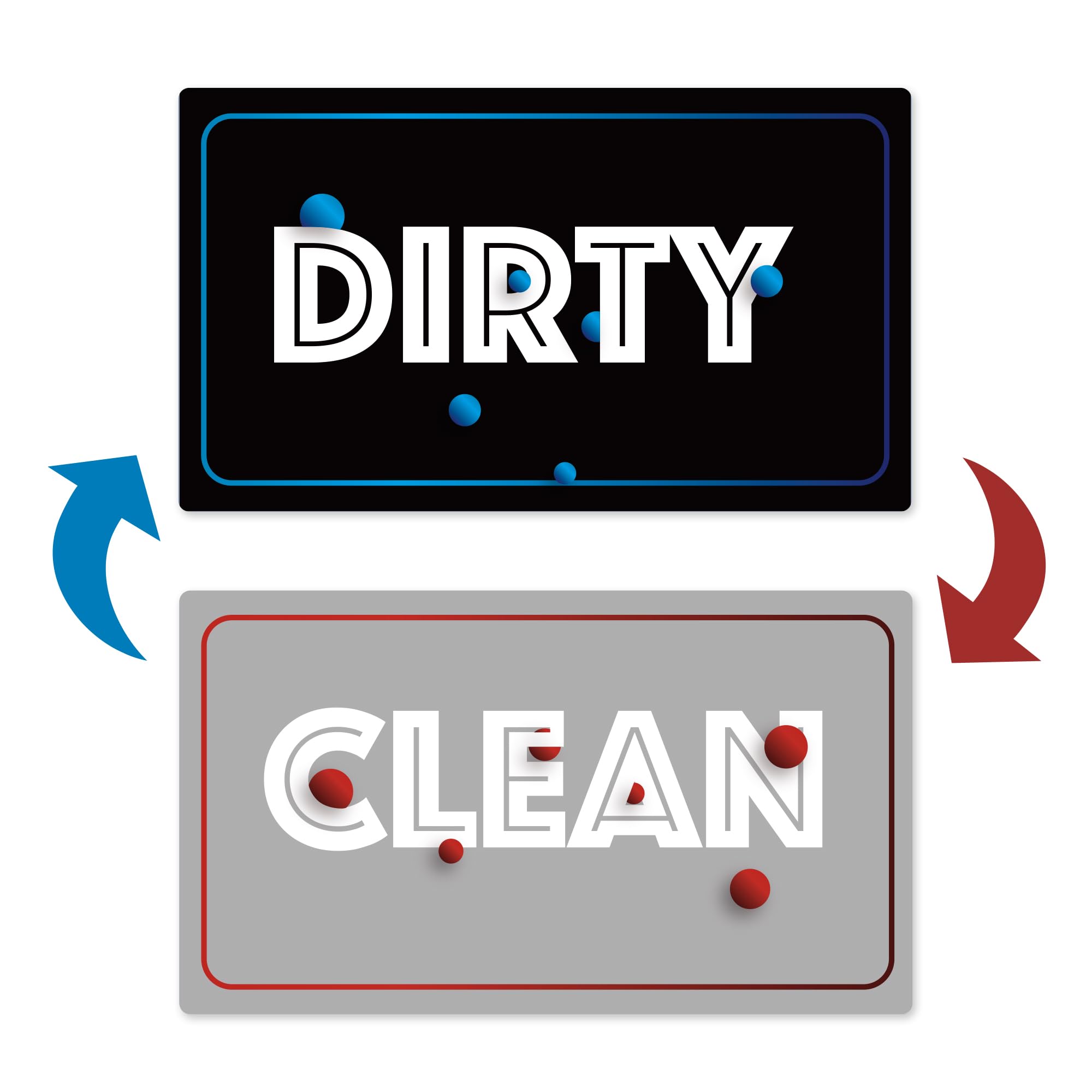Prank Skull Dishwasher Magnet Clean Dirty Sign Double Sided Non-Scratching Strong Magnet Indicator Tells Whether Dishes are Clean or Dirty (Blue Red Dot)