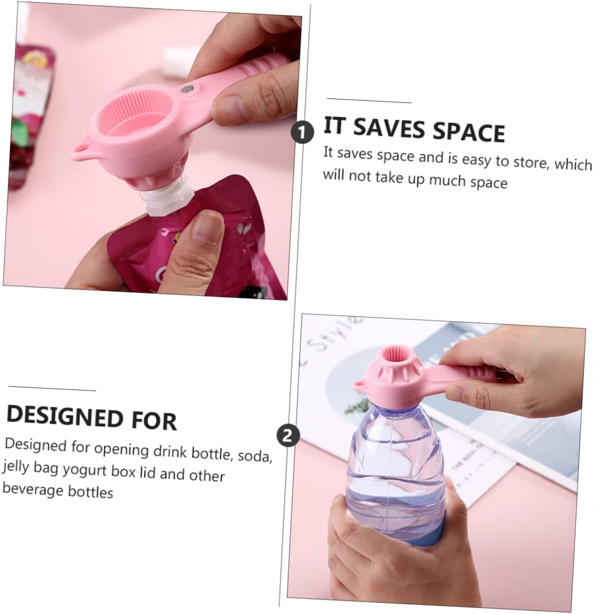 1pc Opener Canning Pot Can Lid Lifters Wine Cap Remover Bottle Cap Opening Tool Canning Lid Lifter Canning Rack Small Bottle Manual Tin Drink Bottle Abs Drinks (Pink 15.5x4.2cm)