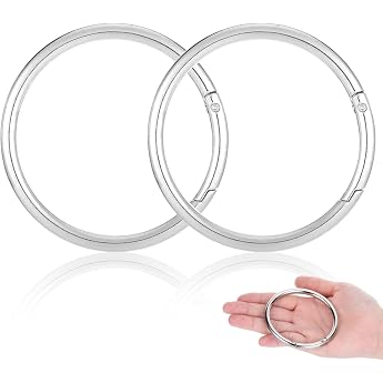 Pack of 2 Carabiner Round Large Carabiner Hook Large Key Ring Carabiner Ring Stainless Steel 75 mm Outer Diameter for Key Chains Bags DIY Crafts Silver