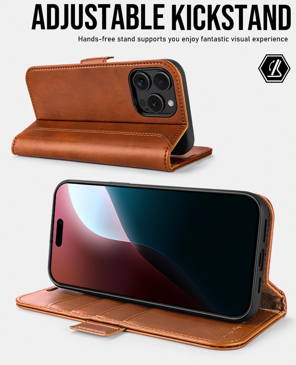 OCASE for iPhone 16 Pro Max Case, PU Leather Wallet, Magnetic Flip Folio Cover with RFID Blocking, Card Holders - Image 4