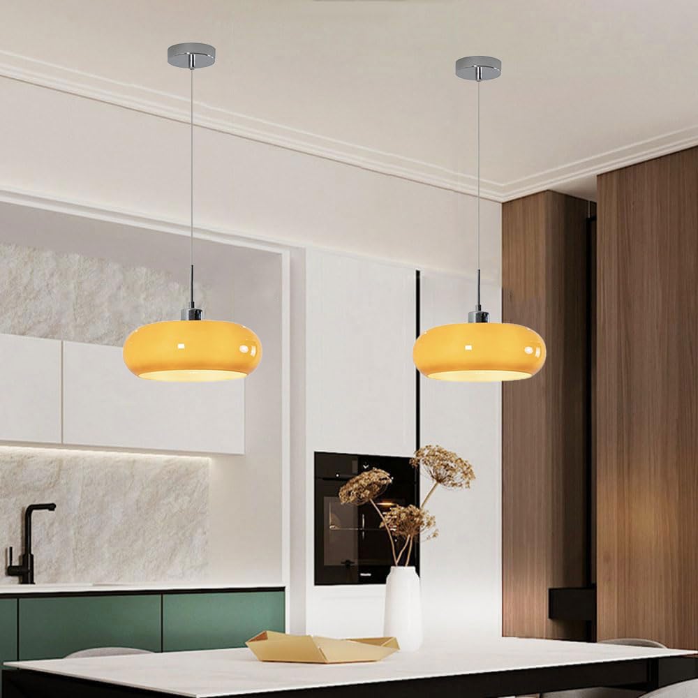 Lampada a sospensione con paralume in vetro arancione stile nordico, lampadario a soffitto a testa singola, lampada a ad altezza regolabile, lampade decorative