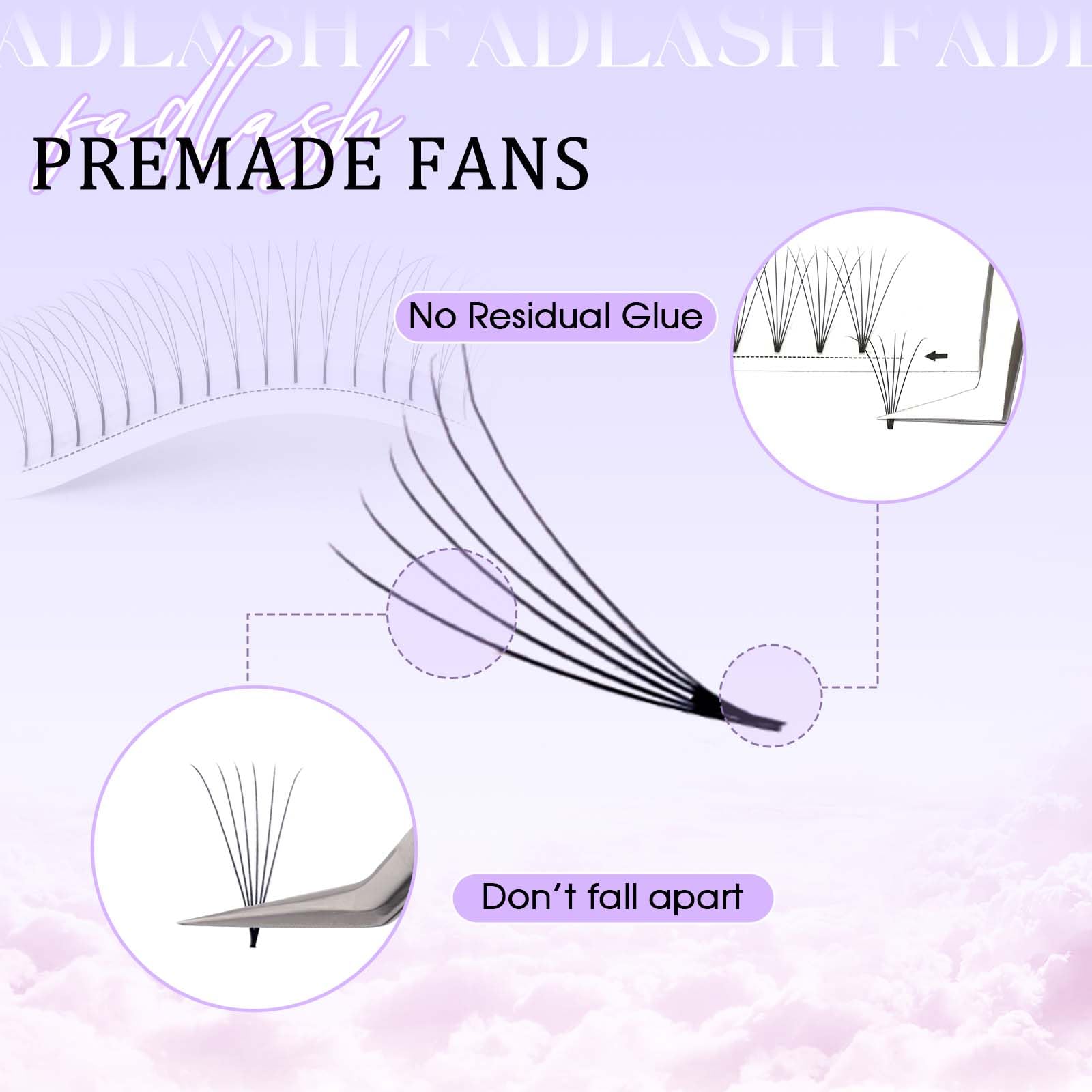 Volumen Ruso 10D 0.07mm C Curl 15mm Prefabricados Extensiones de Pestañas Volume Lashes Extension Ruso Pestañas — view 80