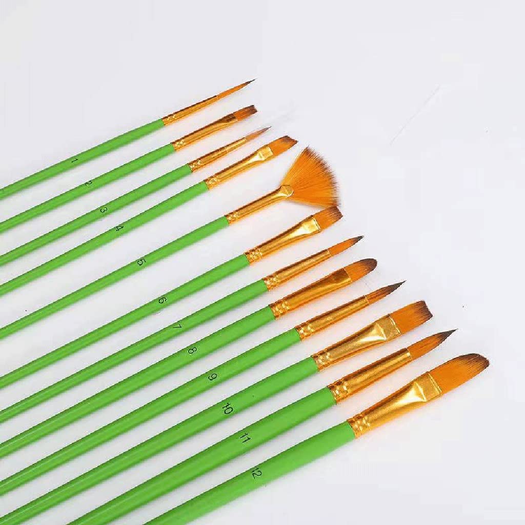 12 Pinsel-Sets, schräge Spitzen-Umrisspinsel, Mal-Sets, für Schüler, Kunst, Gekritzel, Ölgemälde-Pinsel (E 1)