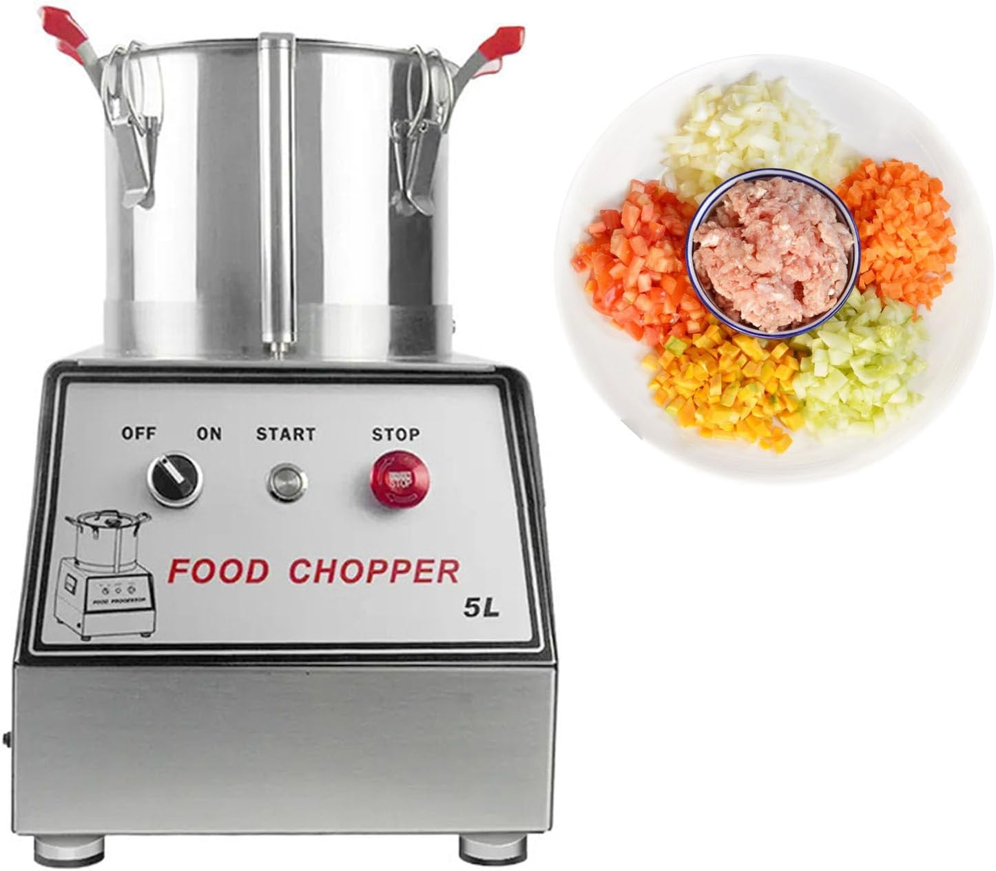 1400w Commercial Food Processor,10l Stainless Steel Vegetable Processor,1400rpm Electric Meat Grinder & Food Chopper,Detachable Blades for Veggies,Fruits,Grains & Ginger 10L