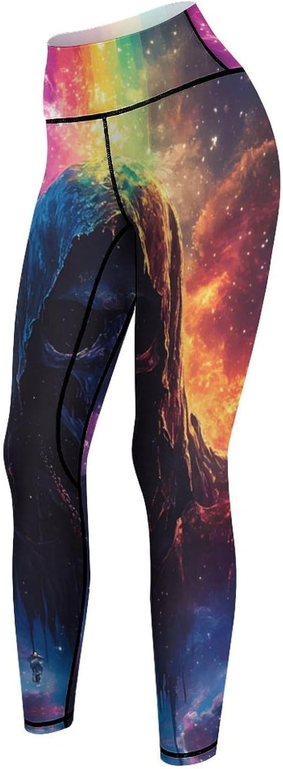 Grim Reaper Gothic Skeleton Yoga Pants Women High Waisted Leggings Workout Athletic Lounge Pant