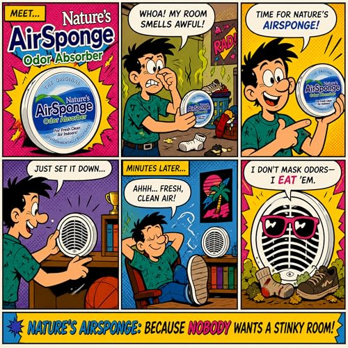 Image of Nature's Air Sponge - Designer Pack Sponge Odor Absorber, 1 /2 Lb - 5 Pack | Activated Charcoal Gel Odor Control, Charcoal Soap-Based Gel, Covered Cap Design for Discreet Placement, Helps Reduce Odors