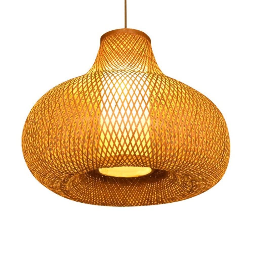 ZHANGL Lampada a sospensione lanterna in bambù retrò in stile europeo Lampadario in rattan intrecciato a mano Paralume in bambù E27 Lampada a risparmio energetico Comodino per uso domestico Lanterna a