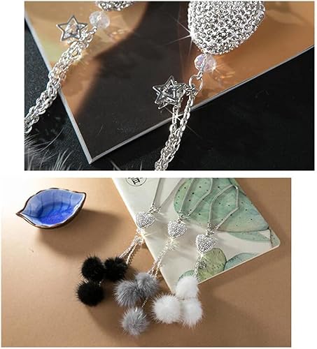 Miniatura 7 de Magic Feier Accesorios de diamantes de imitación de corazón con diamantes de imitación, lindo corazón de amor, bola de felpa para espejo de