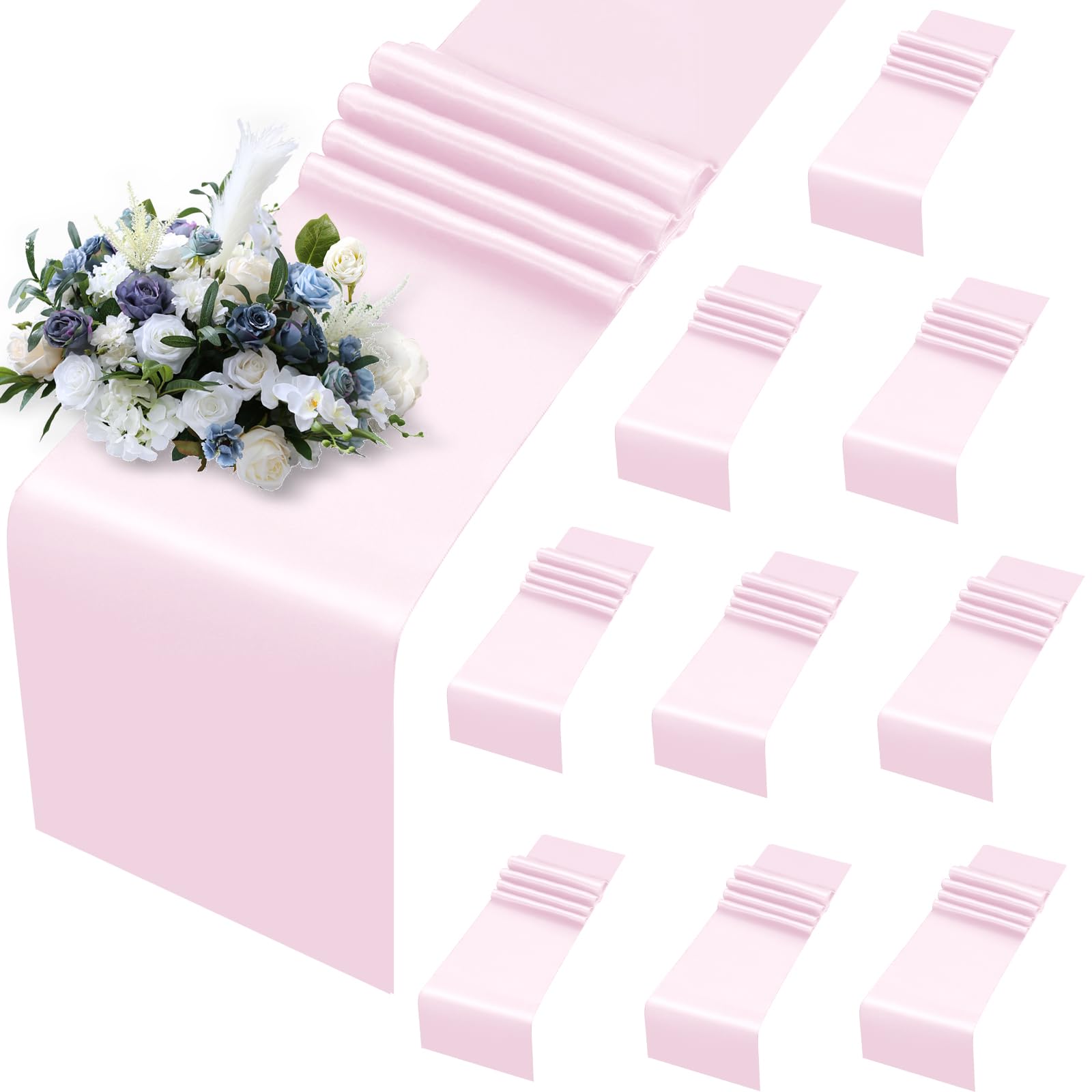 Chemin de table en satin pour mariage et anniversaire nappe fluide lot de 10