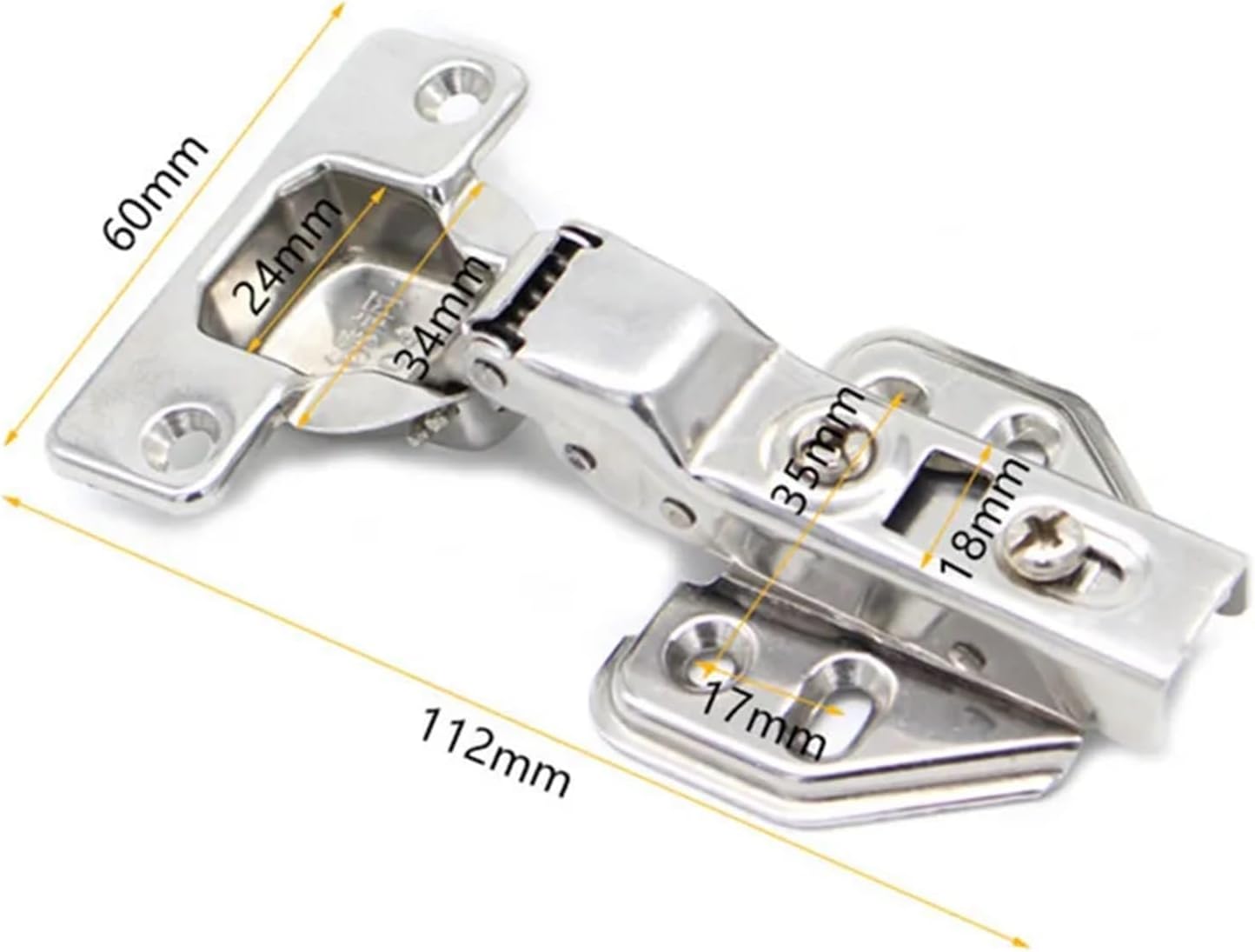 Hydraulic Cabinet Hinges Stainless Steel Furniture Hinge Damper Buffer Close for Cupboard Hardware Cabinet Door Hinge(Insert Embed)