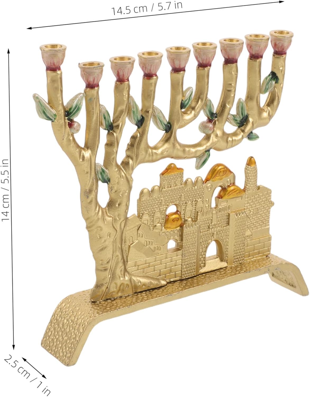 TIDTALEO 製枝ユダヤ教メノーラー エレガントなエルサレム燭台 ハヌャンドルホルダー 宗教的祝祭用装飾品 祈祷室や家の伝統的な