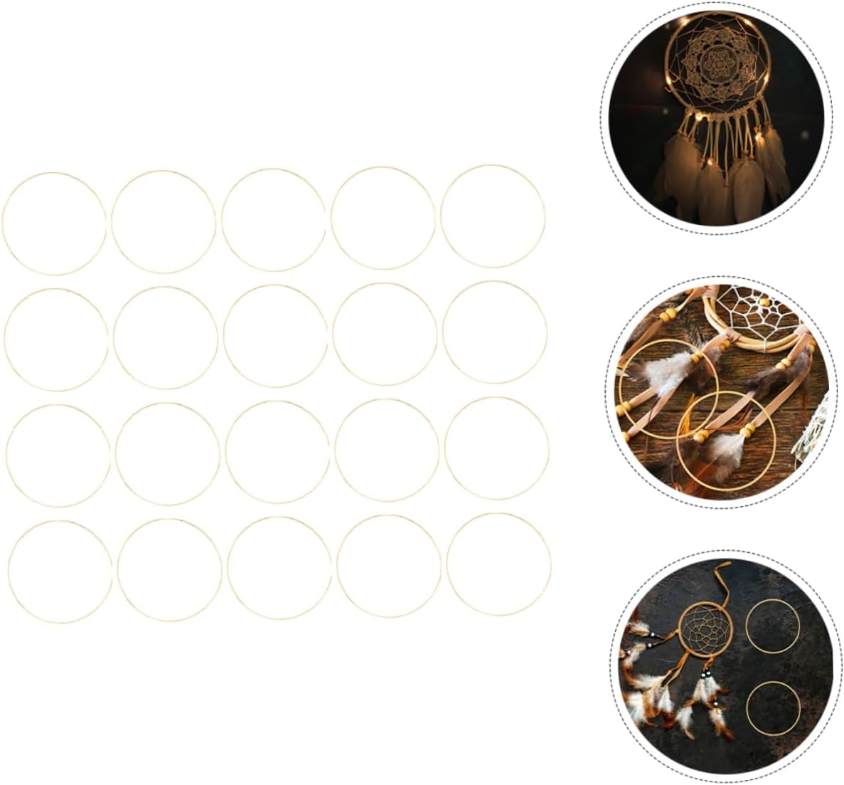 10pcs Macrame Hoops Iron Floral Rings for DIY Crafts Dream Catcher Wall Hanging Home Decor Gold Wreath Hoops Durable Circle for Art Projects