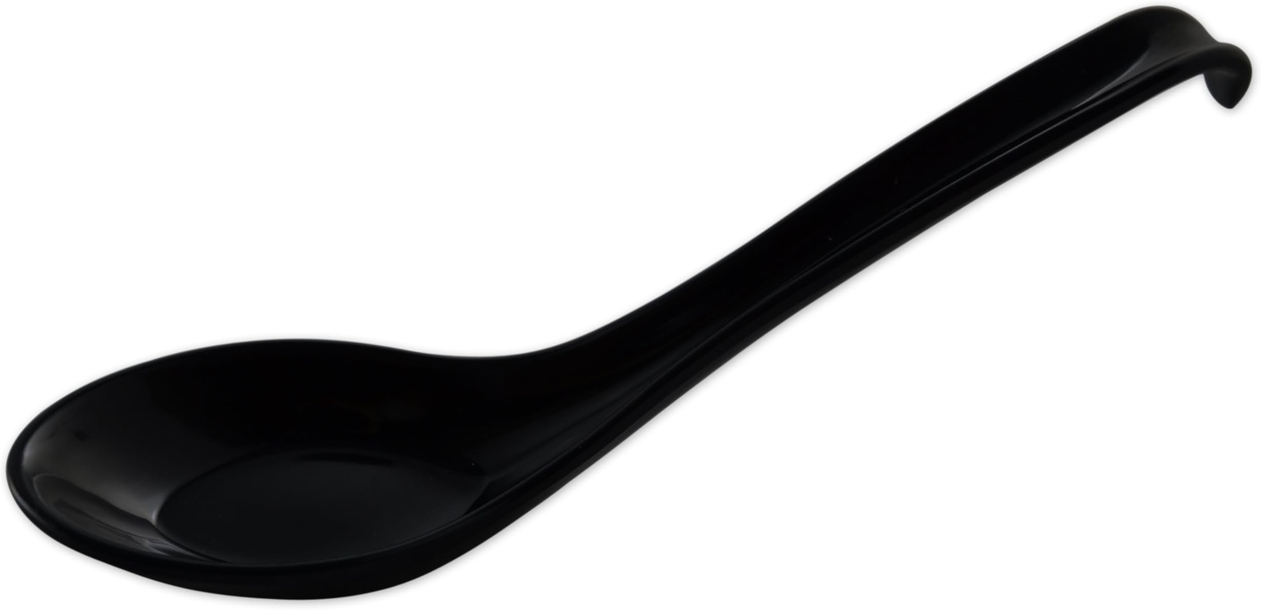 Premium Black Asian Soup Spoons w/ Hooked Handle - Set of 8 (Recommended)