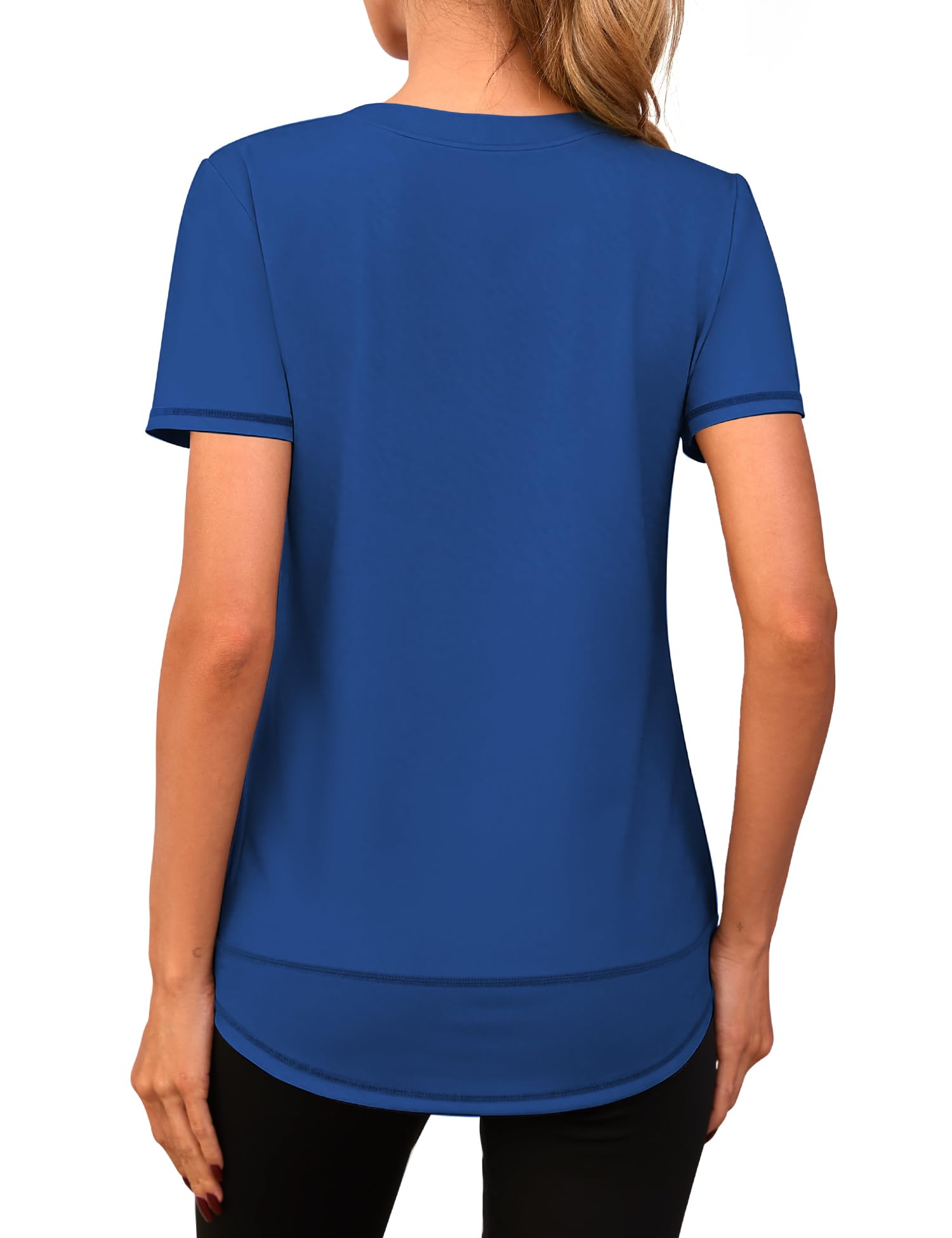 Tee Shirt Sport Femme Manches Courtes Slim Fit T-Shirts et Tops de Sport Haut de Running Yoga Fitness